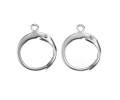 Stainless Steel Hoop Earrings Silver 12x15mm, 4 pieces