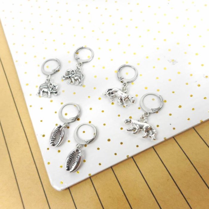 Elephant Charm Silver 12x14mm, 6 pieces