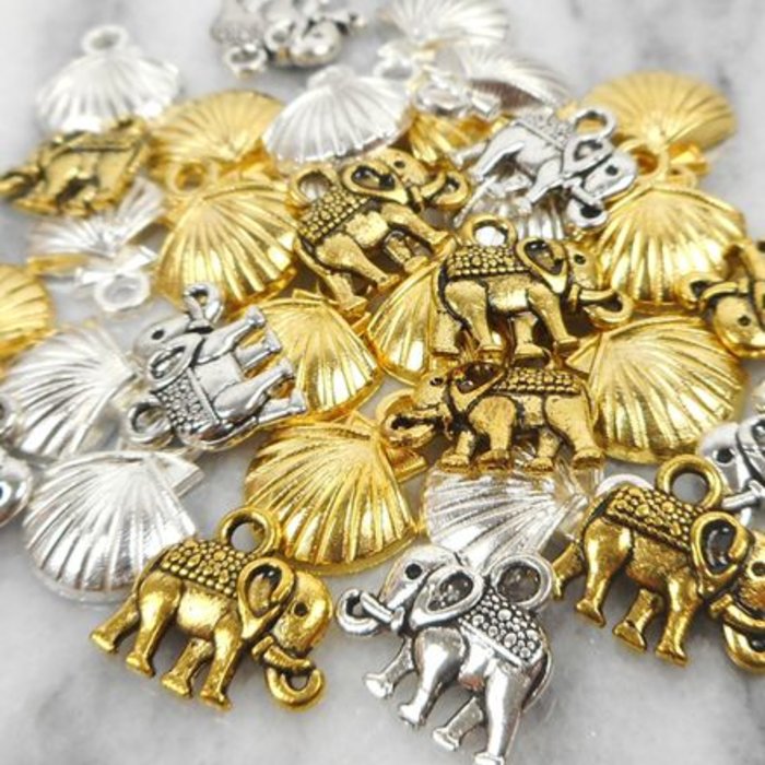 Olifant Bedel Zilver 12x14mm, 6 stuks