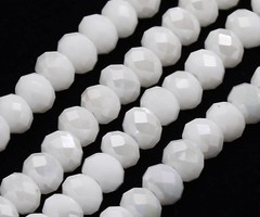 Facet Glaskralen Wit Shine 6x5mm, 85 stuks