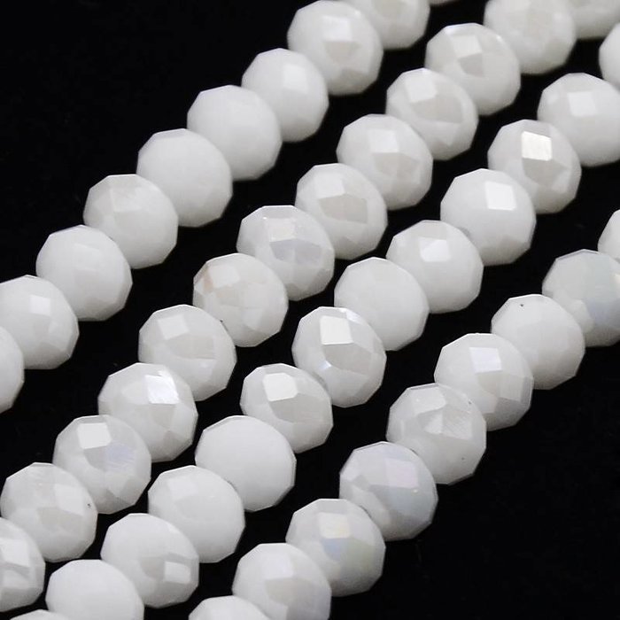 144* Facet Glaskralen Wit Shine 6x5mm, 85 stuks