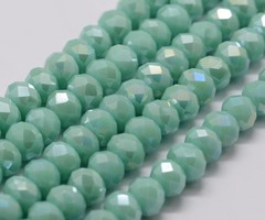Faceted Beads Light Turquoise 6x4mm, strand 85 pieces