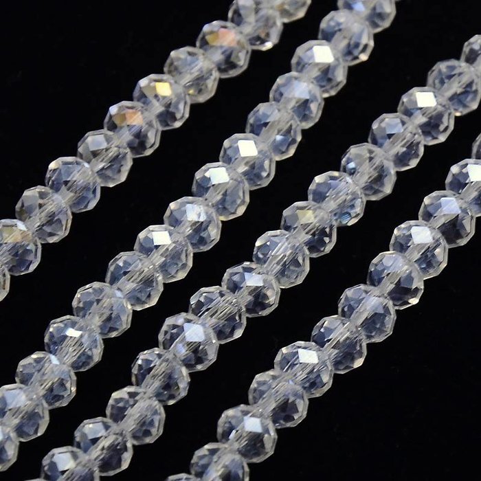 Faceted Glassbeads Crystal Shine 6x4mm, 85 pieces