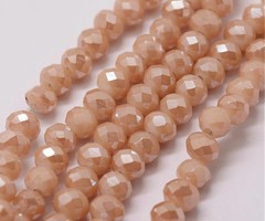 Facet Glaskralen Rose Goud Shine 4x3mm, streng 120 stuks
