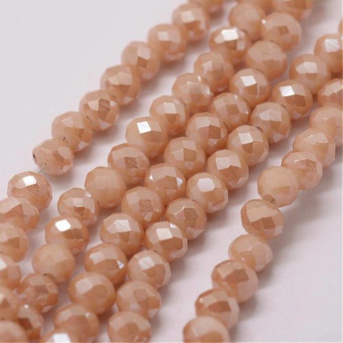 Faceted Beads Rose Gold Shine 4x3mm, 80 pieces 