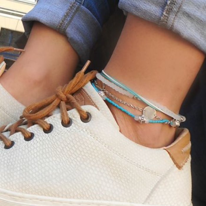 Anklet Bracelter With Silver Coin Charm And Beads inspi59718