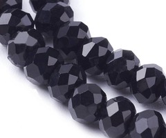 Faceted Glassbeads Black 4x3mm, 80 pieces