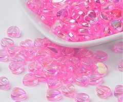 15 stuks Hartje Kralen Licht Roze Shine 8x3mm