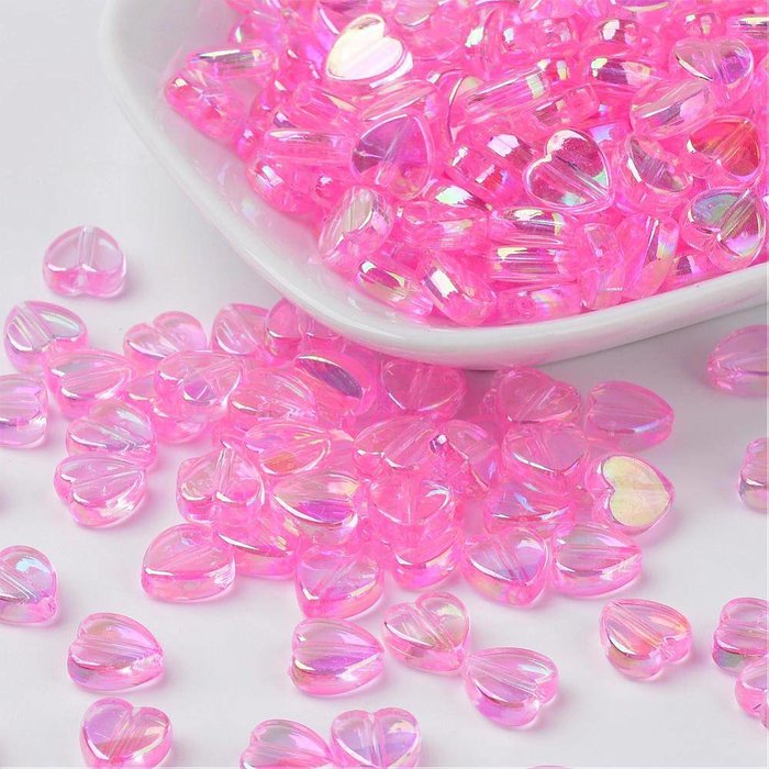 15 stuks Hartje Kralen Licht Roze Shine 8x3mm