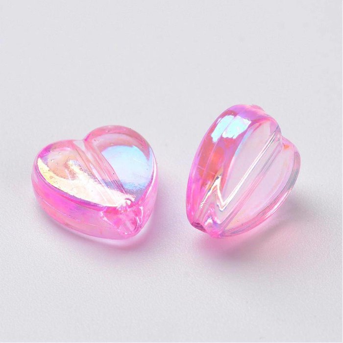 15 stuks Hartje Kralen Licht Roze Shine 8x3mm