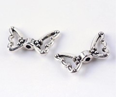 Wing Beads Silver 18x11mm, 6 pieces