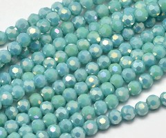 Round Faceted Beads Turquoise Shine 4mm, 80 pieces