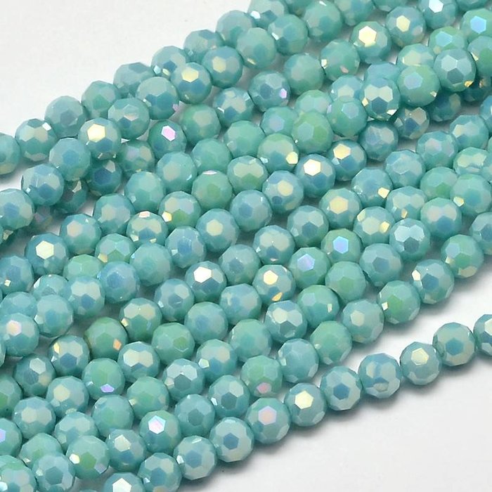Round Faceted Beads Turquoise Shine 4mm, 80 pieces