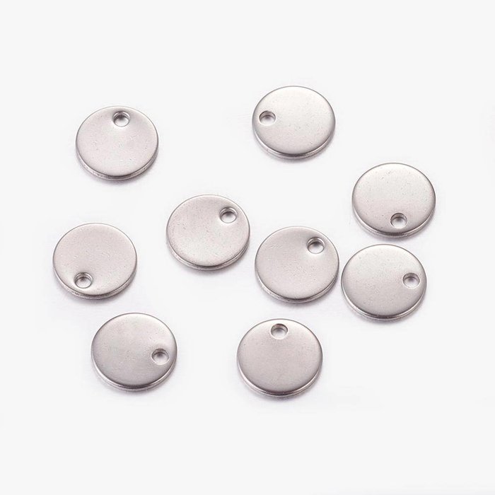 DQ Stainless Steel Muntje Bedel Zilver 8mm, 5 stuks