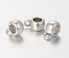 Zilveren Kraal met Oog 11x8mm voor 4mm Koord, 10 stuks