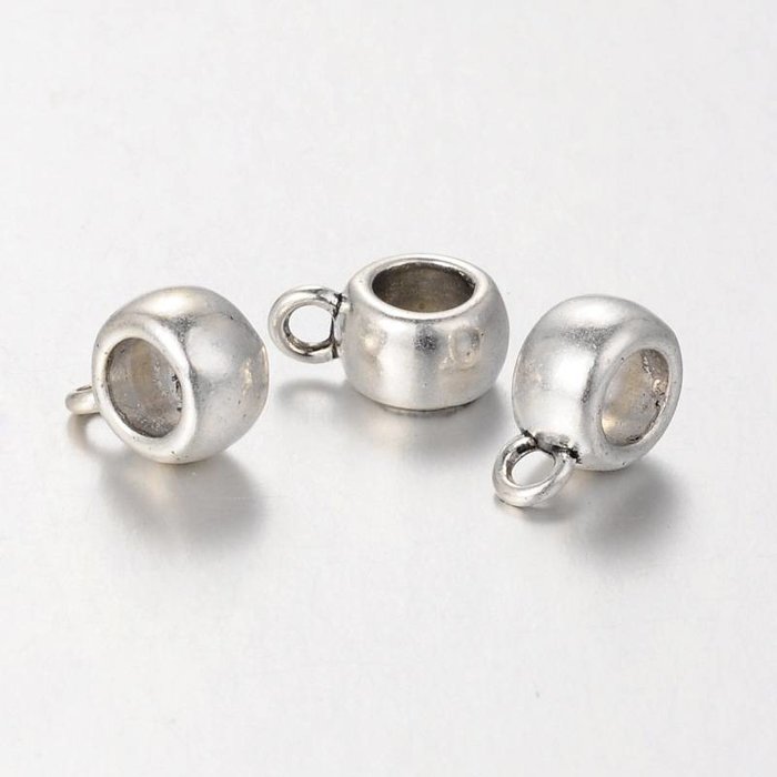 Bailbead Silver 11x8mm fits 4mm Cord, 10 pieces