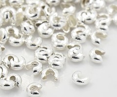 Crimp Beads Covers Silver 3mm Nickel Free, 20 pieces