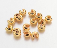 Crimp Beads Covers Gold Plated 3mm Nickel Free, 20 pieces