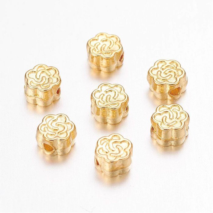 Tibetan Beads Gold Plated Flower 5mm, 20 pieces