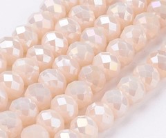 Facet Glaskralen Licht Zalm Shine 6x4mm, streng 90 stuks