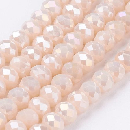 50 pieces Faceted Beads Light Salmon Shine 6x4mm