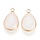 Glass Drop Pendants Faceted Gold Offwhite 18x10mm, 2 pieces