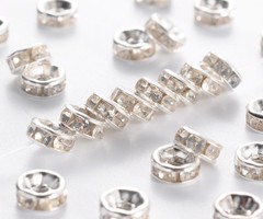 20 stuks Strass Kralen Zilver Rondelle 6mm