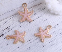 Starfish Charm Pink 18x15mm, 3 pieces