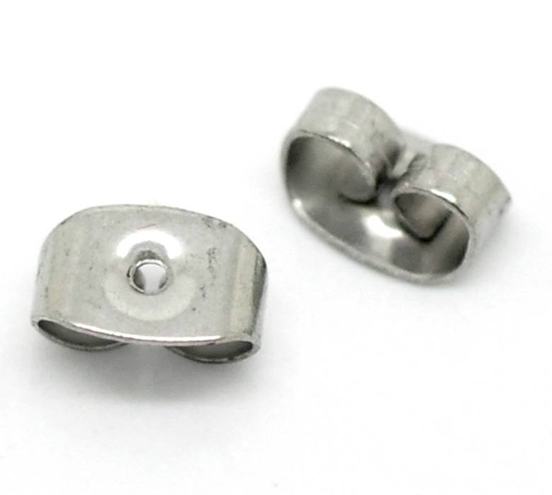Stainless Steel Oorbel Achterkantjes 4x3mm Zilver, 20 stuks
