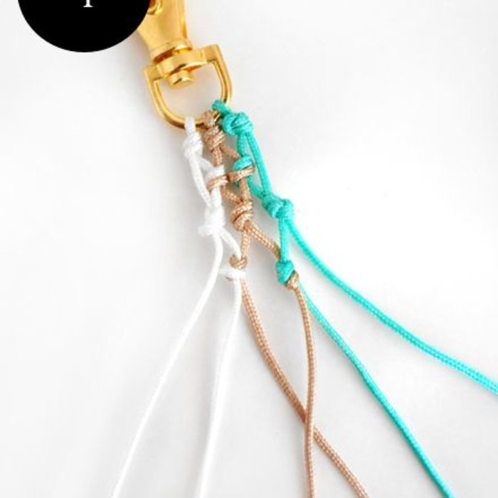 Keychain with Beads and Charms - Gold with Turquoise inspi59722