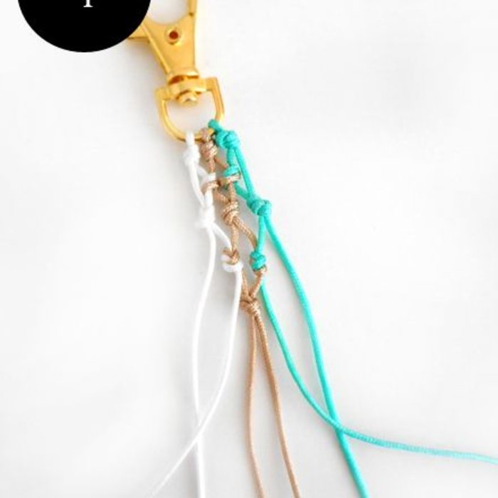 Keychain with Beads and Charms - Gold with Turquoise inspi59722