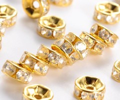 Strass Beads Gold Plated Rondelle 6mm, 20 pieces