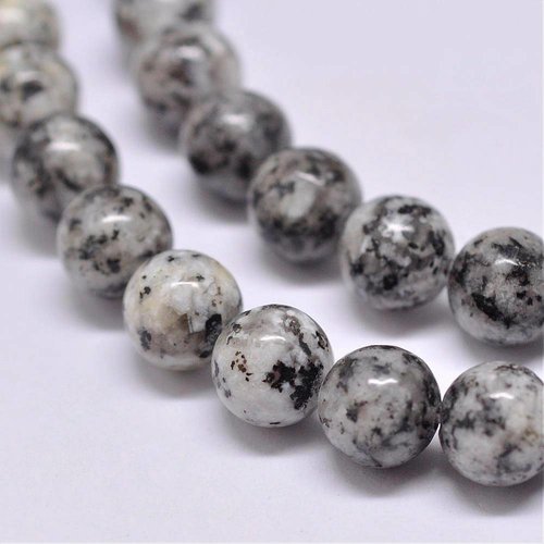 55 pieces Sesame Jasper Beads Gray 6mm 
