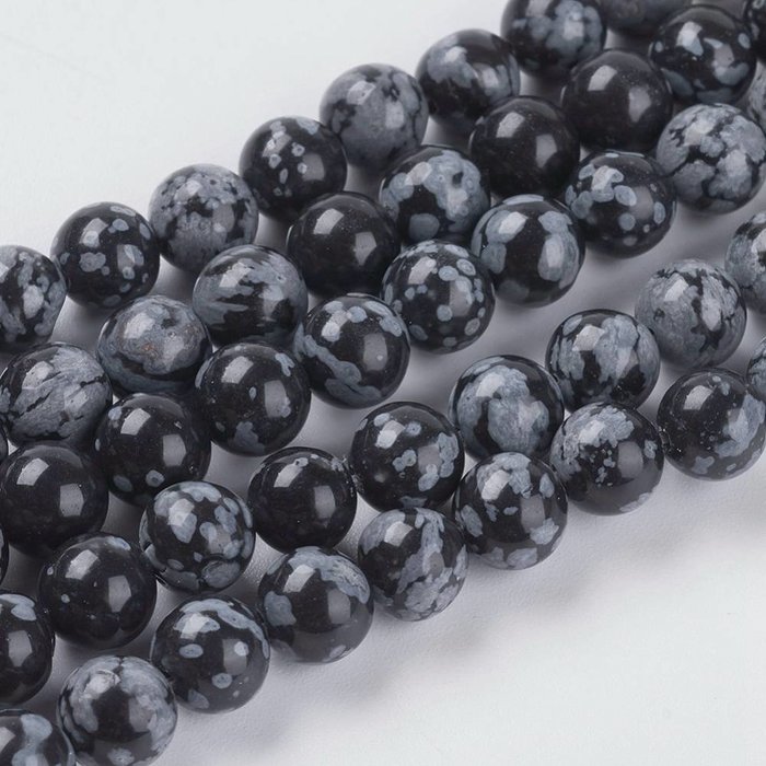 Natural Snowflake Obsidian Beads 6mm, strand 27 pieces