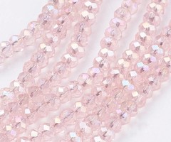 Facet Glaskralen Licht Roze Shine 6x4mm, 80 stuks