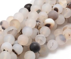 Natural Frosted Agaat Kralen 6mm, streng 58 stuks
