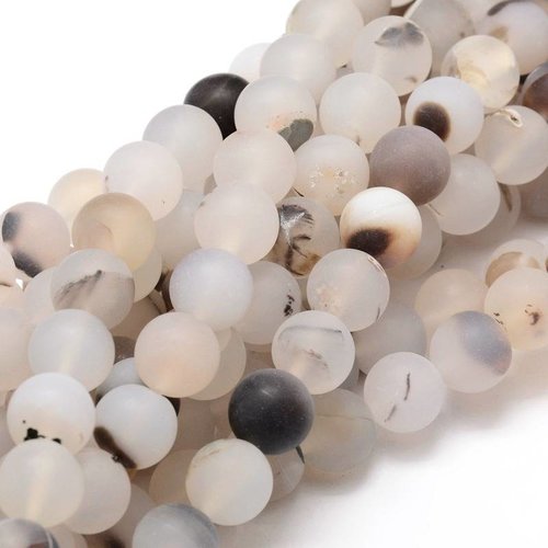 Frosted Agate Beads 6mm, strand 58 pieces 