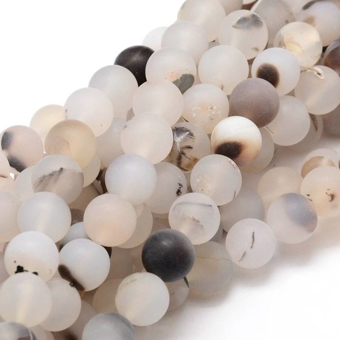 Natural Frosted Agate Beads 6mm, strand 58 pieces