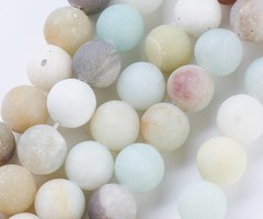 Natural Frosted Amazoniet Kralen 6mm, streng 56 stuks