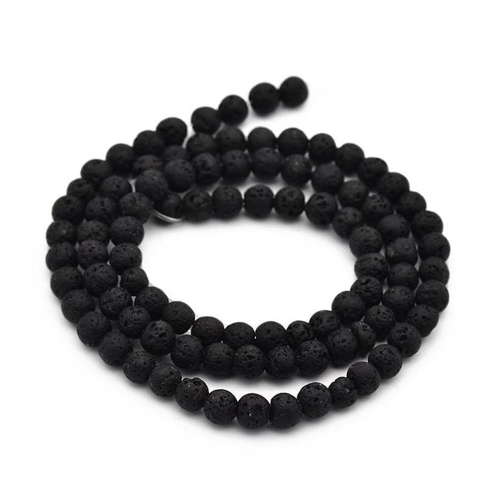 Natural Lava Beads Black 4mm, strand 84 pieces