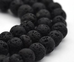 Natural Lava Beads Black 4mm, strand 84 pieces