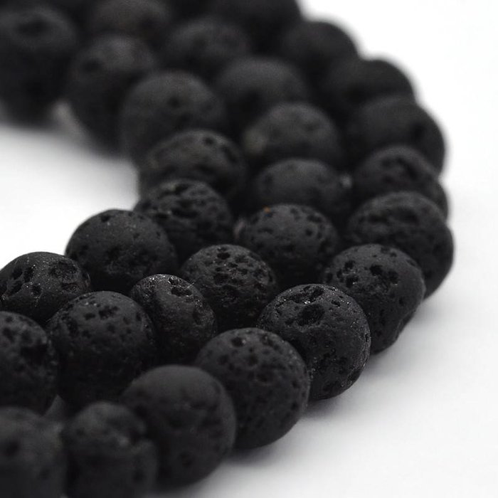 Natural Lava Beads Black 4mm, strand 84 pieces