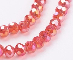 Faceted Glassbeads Red Shine 3x2mm, 110 pieces