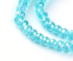 Facet Glaskralen Aqua Blauw Shine 3x2mm, 80 stuks