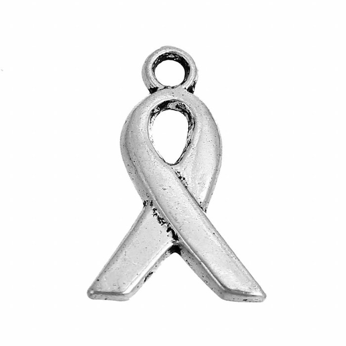 Ribbon Charm Silver 14x9mm, 10 pieces