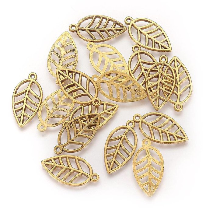 Blad Bedel Gold Plated 23x12mm, 6 stuks