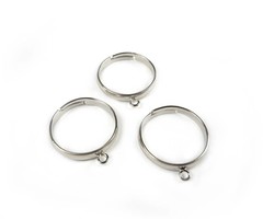 3 pieces Adjustable Ring  with Eye Nickel Free 17mm