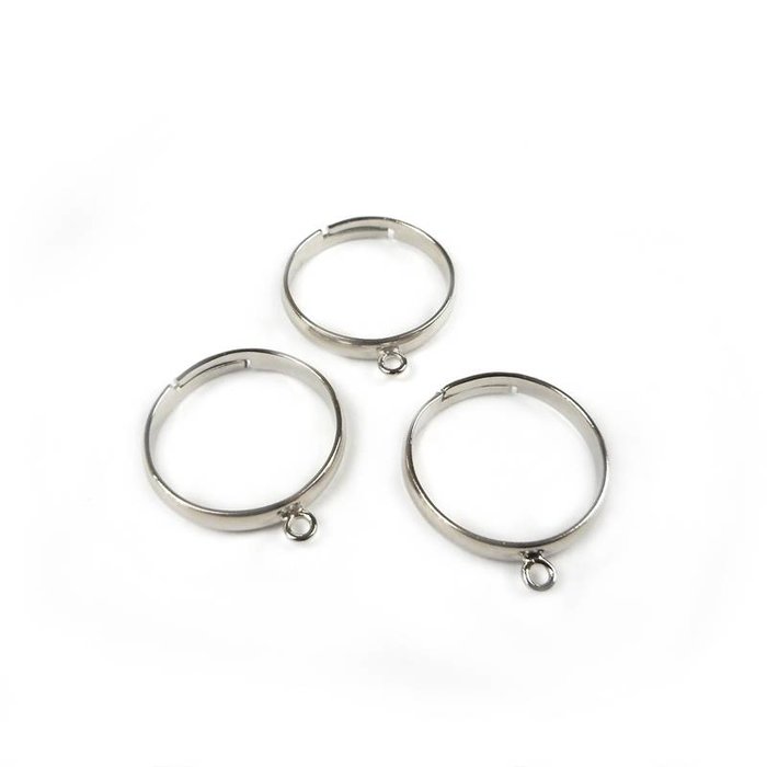 Verstelbare Ring Zilver Nikkelvrij 17mm, 3 stuks