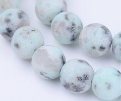 Natural Frosted Sesame Jasper Beads Mint 6mm, strand of 55 pieces