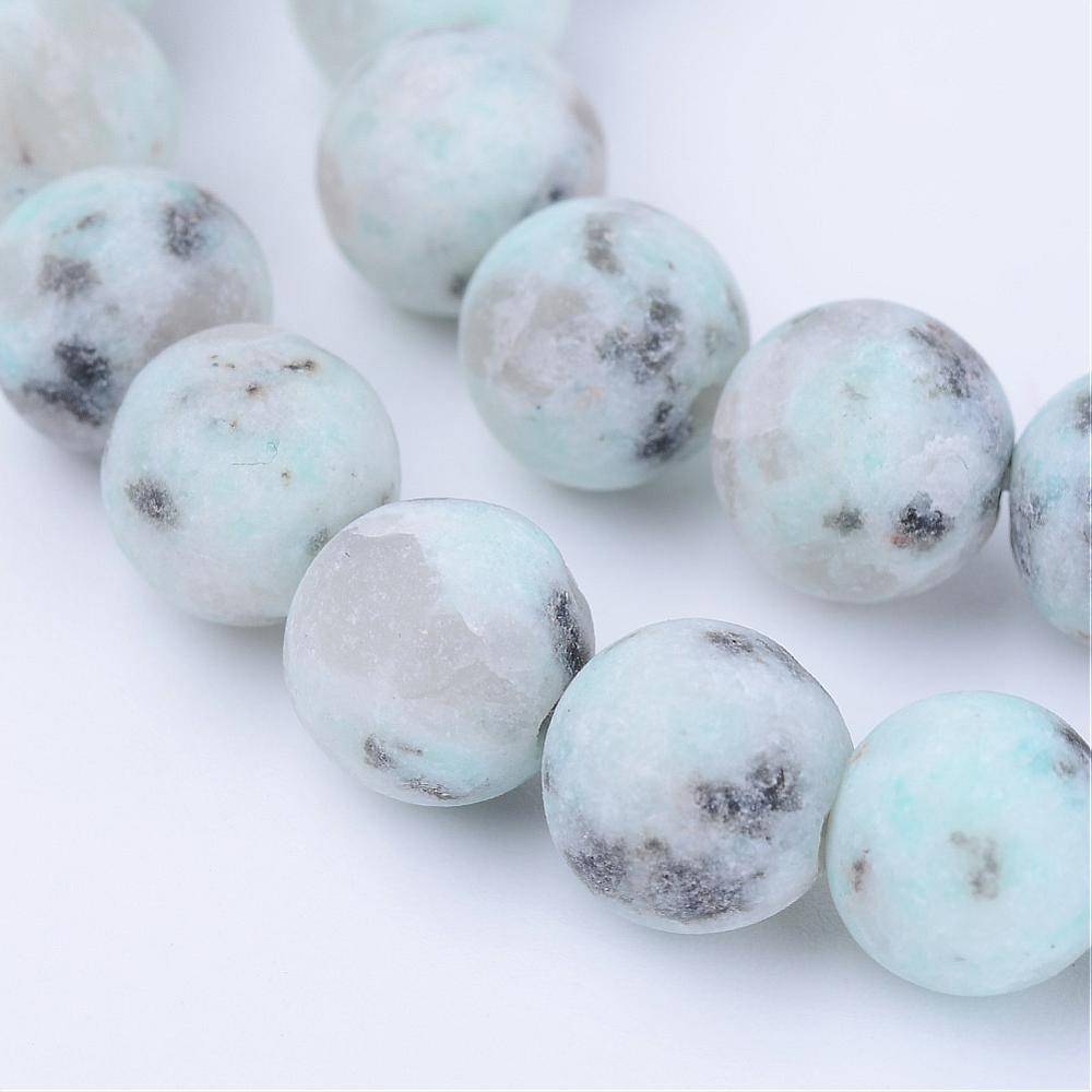 Natural Frosted Sesame Jasper Beads Mint 6mm, strand of 55 pieces